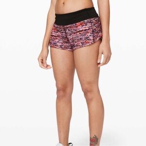 Lululemon Speed Up Multi-Color Running Shorts with Black Waistband